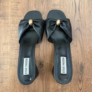 Steve Madden Black Slide Mules with Gold Accent size 8